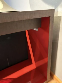 B&B Italia Konsolen|Konsole Frank 12 Furnier Räuchereiche Und Schnitteiche Innen Ziegelrot Rot Glänzend Lackiert