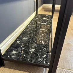 Bielefelder Werkstätten Konsolen|Konsole Hudson Platten Marmor Terrazzo Porto Schwarz Untergestell Bronze Matt