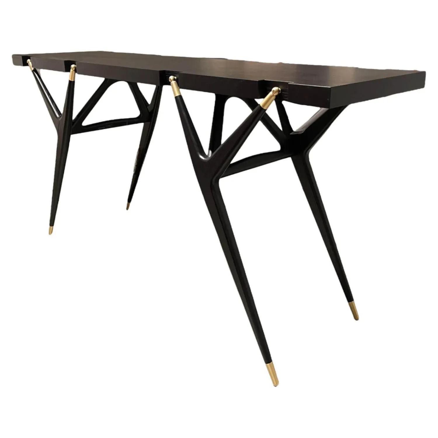 Cassina Konsolen|Konsole PA 1947 Esche Schwarz Gefärbt Messingdetail