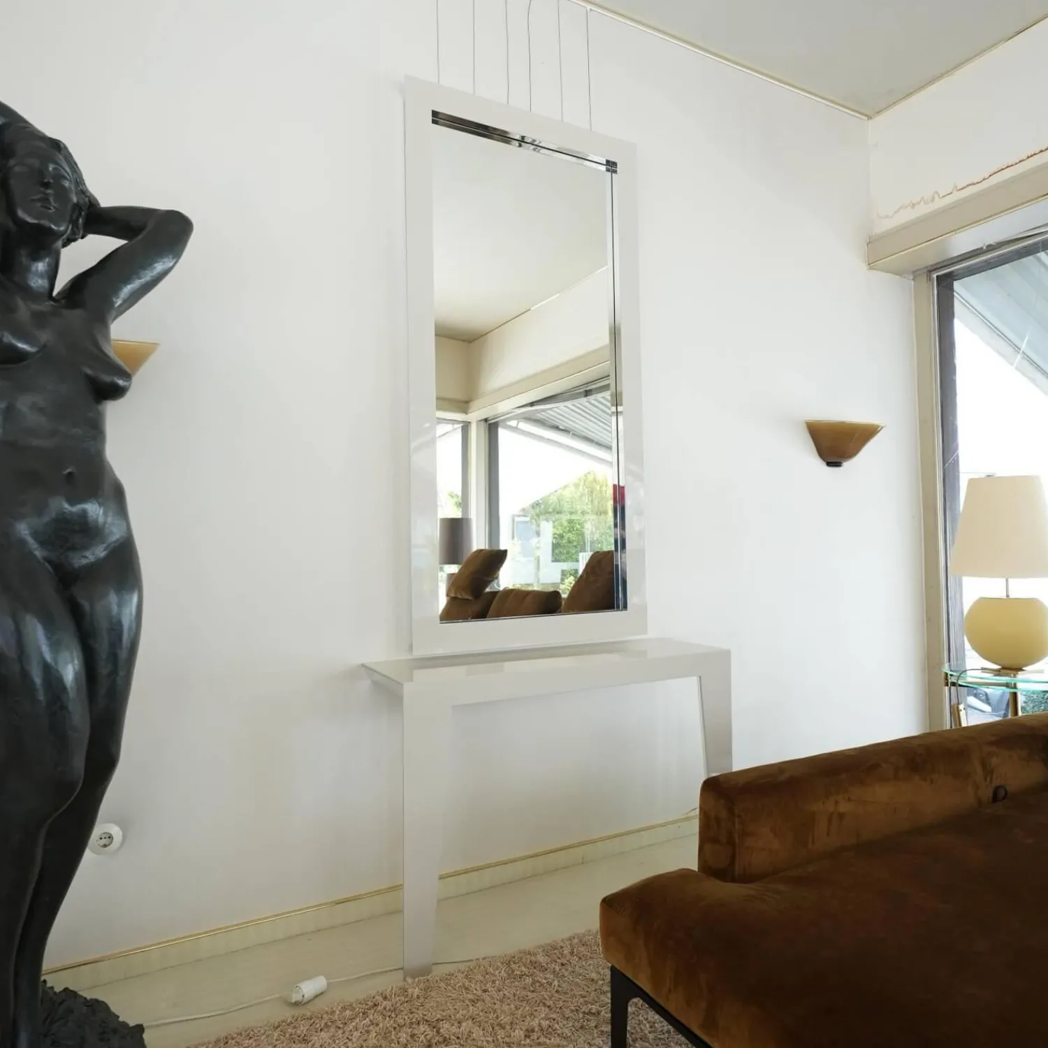 Christine Kröncke Konsolen|Konsole Tatu Lack Hochglanz Creme mit Spiegel