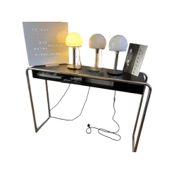 Thonet Konsolen|Konsolentisch B 108 Holzkorpus RAL 9005 Lackiert Schwarz Gestell Stahlrohr Verchromt