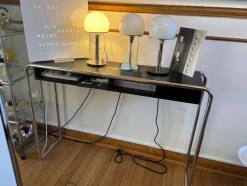 Thonet Konsolen|Konsolentisch B 108 Holzkorpus RAL 9005 Lackiert Schwarz Gestell Stahlrohr Verchromt