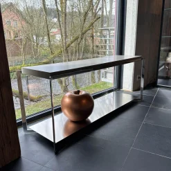 Molteni & C Konsolen|Konsolentisch Portfolio Lack Matt Ton Grau Korpus Chrom