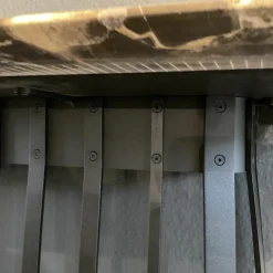 Janua Konsolen|Konsoltisch Basket Platte Stein Emperador Braun Gestell Stahl Tiefschwarz Pulverbeschichtet