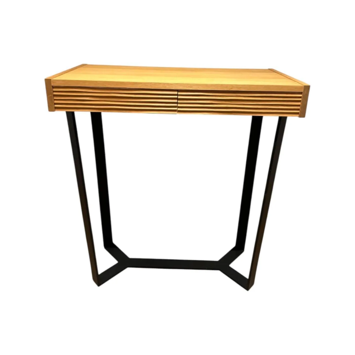 Lambert Konsolen|Konsoltisch Dexter Platte Eiche Natur Geölt Gestell Eisenprofil Schwarzanthrazit Geschweißt