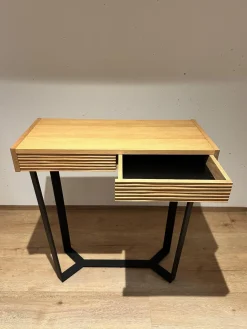 Lambert Konsolen|Konsoltisch Dexter Platte Eiche Natur Geölt Gestell Eisenprofil Schwarzanthrazit Geschweißt