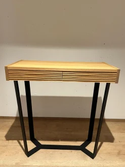 Lambert Konsolen|Konsoltisch Dexter Platte Eiche Natur Geölt Gestell Eisenprofil Schwarzanthrazit Geschweißt