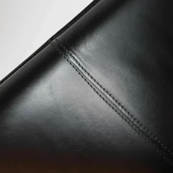 Driade Einzelstühle|Lago Armlehnstuhl Leder Schwarz Beine Aluminium Poliert Mit Kunststoff-Rundgleitern