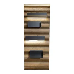 Schöner Wohnen-Kollektion Regale|Lamellenpaneel Yonna Kerneiche Natur Gebürstet Mit 4 Regalböden Metall Anthrazit Und Beleuchtung