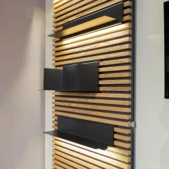 Schöner Wohnen-Kollektion Regale|Lamellenpaneel Yonna Kerneiche Natur Gebürstet Mit 4 Regalböden Metall Anthrazit Und Beleuchtung