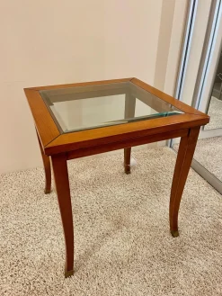 Selva Couchtische|Lampentisch 3183 MM Platte Glas Gestell Französischer Kirschbaum Handgewachst Und Handpoliert