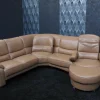 Creativ Polska Ecksofas|Leder Design Garnitur Denise II Sofa Couch mit Drehecke und Drehhocker