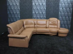 Creativ Polska Ecksofas|Leder Design Garnitur Denise II Sofa Couch mit Drehecke und Drehhocker