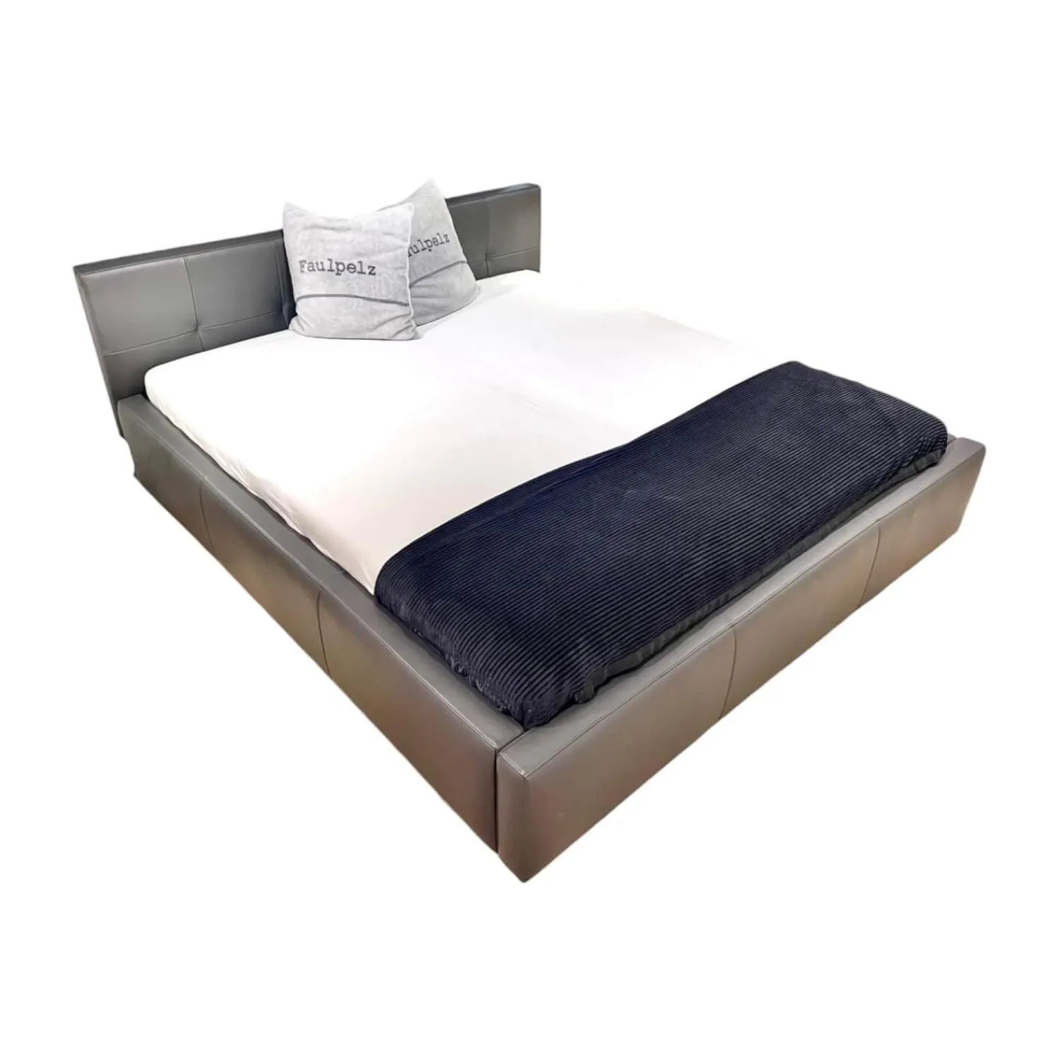 Sitzwerk Polsterbetten|Lederbett KT10 Rindnappaleder Asphalt Anthrazit ohne Lattenrost ohne Matratze