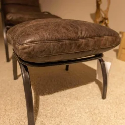 Lee & Lewis Relaxsessel|Ledersessel SP120 Leder Frame Gestell Metall Mit Hocker