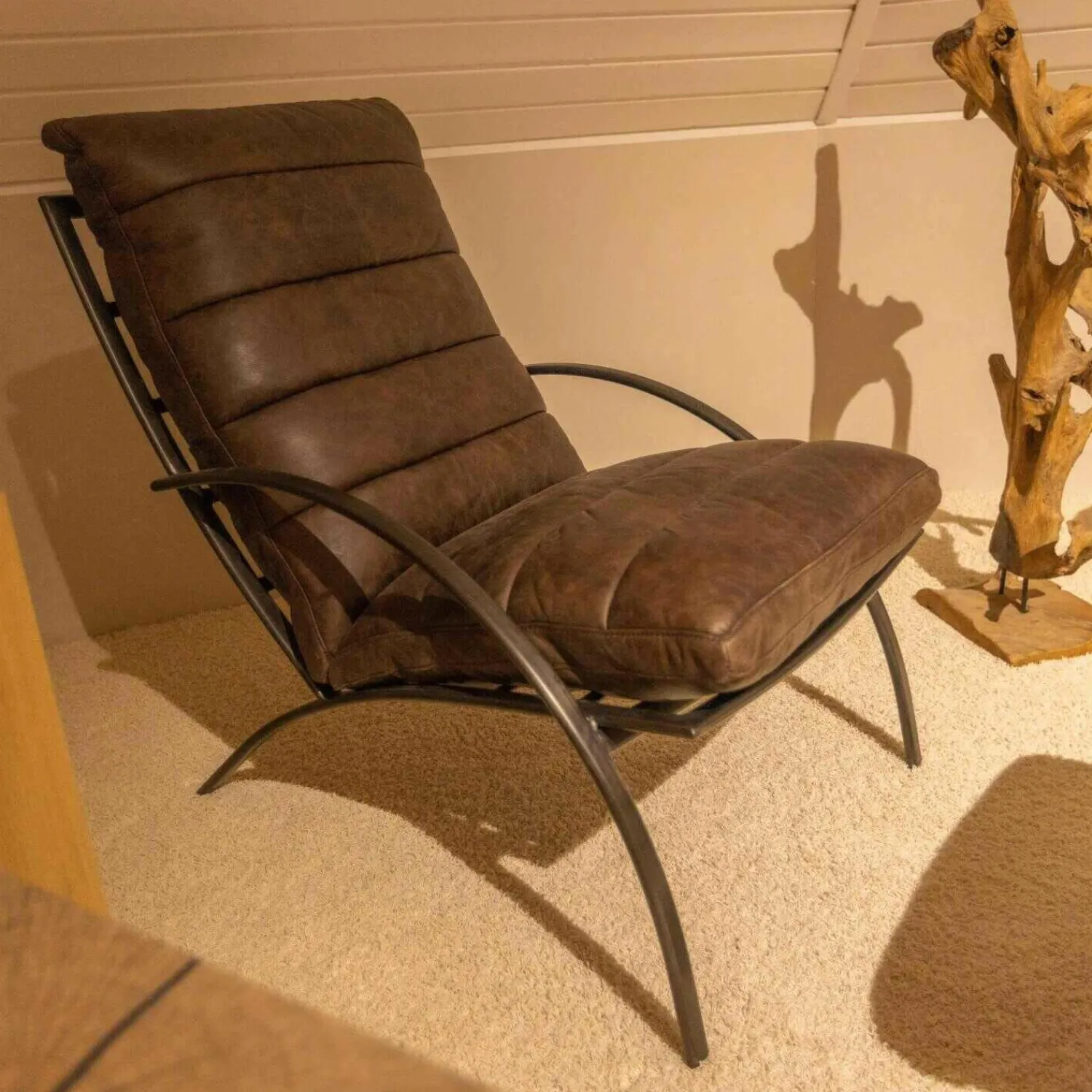 Lee & Lewis Relaxsessel|Ledersessel SP120 Leder Frame Gestell Metall Mit Hocker