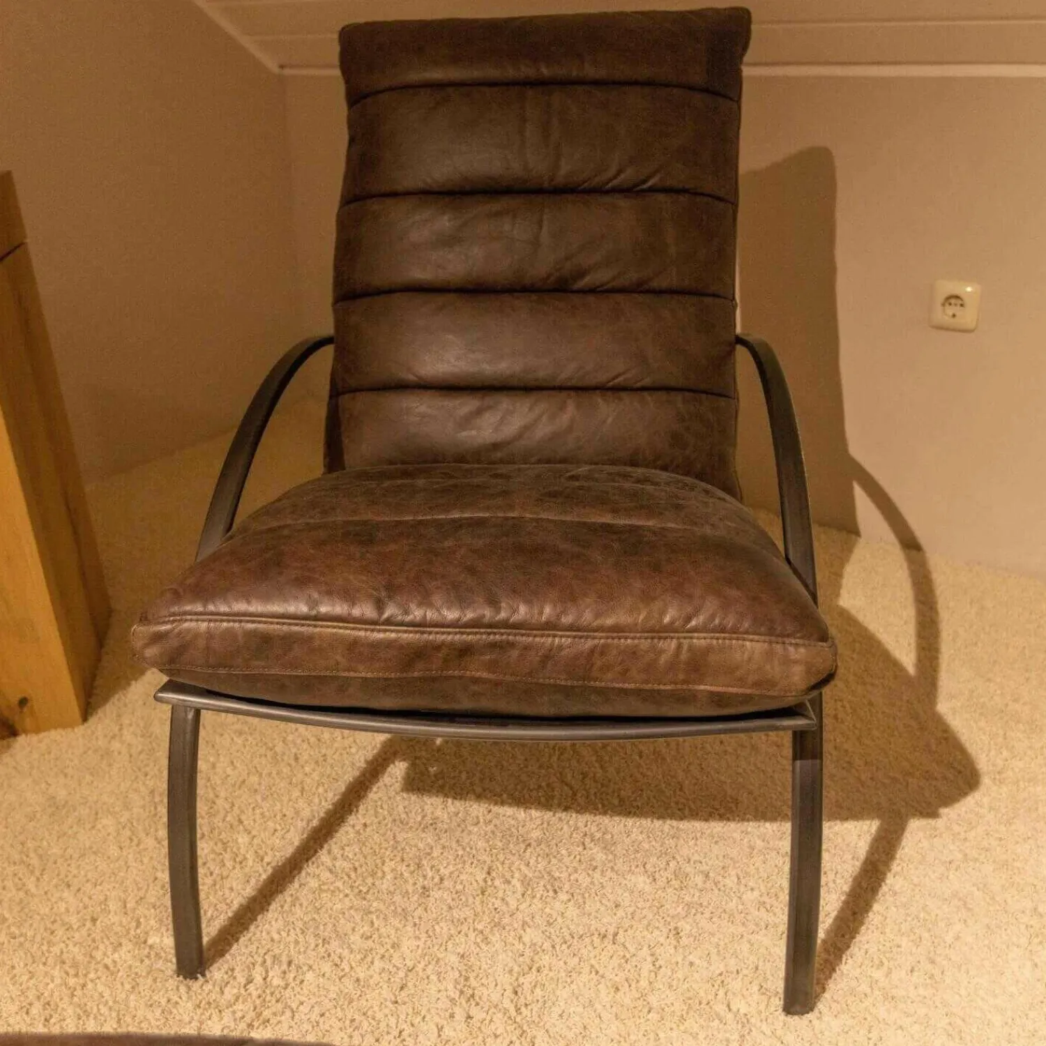 Lee & Lewis Relaxsessel|Ledersessel SP120 Leder Frame Gestell Metall Mit Hocker