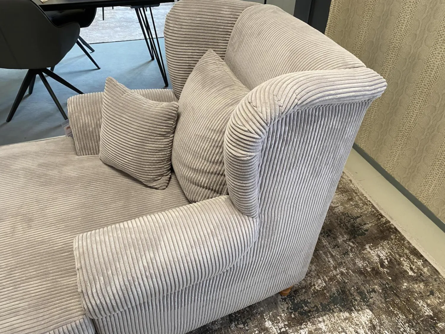 Max Winzer Loungesessel|Lesesessel 47003 Stoff Cord 16005 28 Silber Fuß Buche Natur Gedreht Inklusive Kissen