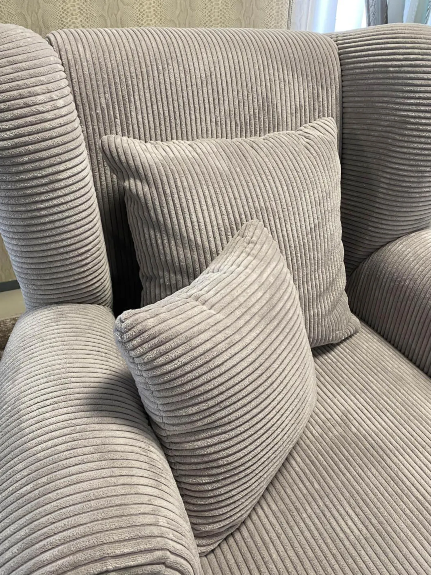 Max Winzer Loungesessel|Lesesessel 47003 Stoff Cord 16005 28 Silber Fuß Buche Natur Gedreht Inklusive Kissen