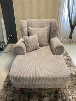 Max Winzer Loungesessel|Lesesessel 47003 Stoff Cord 16005 28 Silber Fuß Buche Natur Gedreht Inklusive Kissen