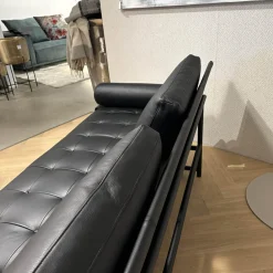 IP Design 2-Sitzer-Sofas|Liege Campus de Luxe Leder Galaxy Schwarz Gestell Metall Schwarz Matt Inklusive Nackenrolle