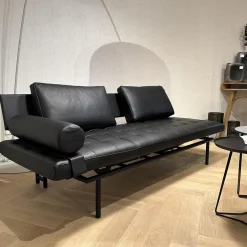 IP Design 2-Sitzer-Sofas|Liege Campus de Luxe Leder Galaxy Schwarz Gestell Metall Schwarz Matt Inklusive Nackenrolle