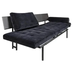 IP Design Daybeds & Recamieren|Liege Campus De Luxe Stoff City Velvet Schwarz Rücken Und Applikationen Leder Galaxy Schwarz Mit Rückenkissen