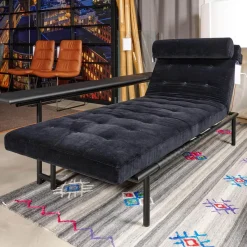 IP Design Daybeds & Recamieren|Liege Campus De Luxe Stoff City Velvet Schwarz Rücken Und Applikationen Leder Galaxy Schwarz Mit Rückenkissen