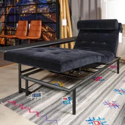 IP Design Daybeds & Recamieren|Liege Campus De Luxe Stoff City Velvet Schwarz Rücken Und Applikationen Leder Galaxy Schwarz Mit Rückenkissen