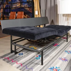 IP Design Daybeds & Recamieren|Liege Campus De Luxe Stoff City Velvet Schwarz Rücken Und Applikationen Leder Galaxy Schwarz Mit Rückenkissen