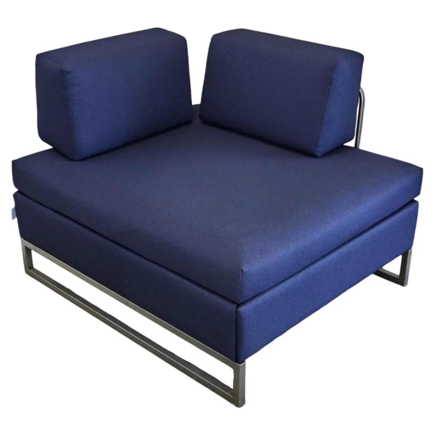 Swiss Plus Hocker & Sitzsäcke|Liege Chaislounge Hocker Bed For Living Stoff Messenger Blau Füße Edelstahl Mit Schlaffunktion
