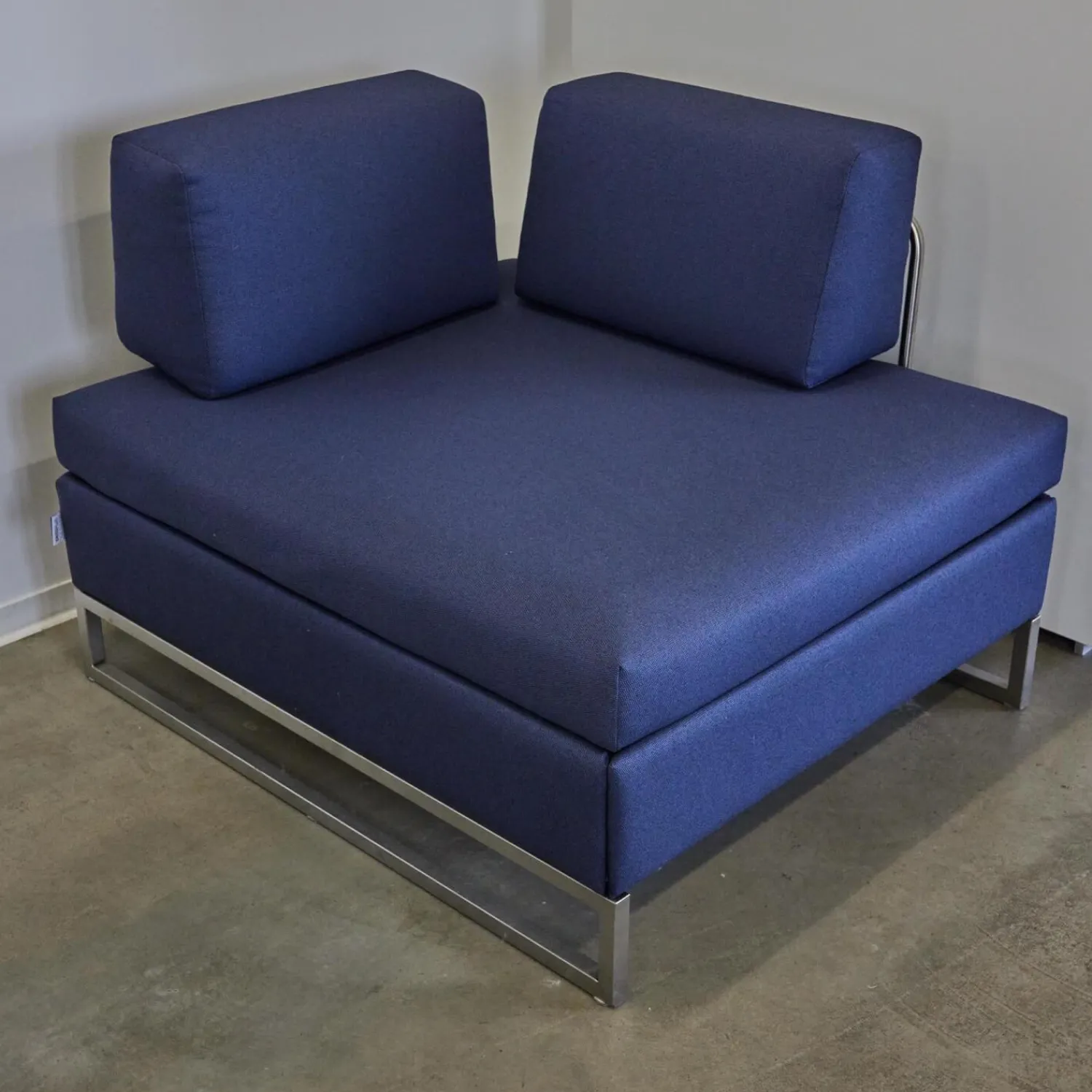 Swiss Plus Hocker & Sitzsäcke|Liege Chaislounge Hocker Bed For Living Stoff Messenger Blau Füße Edelstahl Mit Schlaffunktion