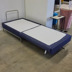 Swiss Plus Hocker & Sitzsäcke|Liege Chaislounge Hocker Bed For Living Stoff Messenger Blau Füße Edelstahl Mit Schlaffunktion