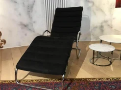 Knoll International Daybeds & Recamieren|Liege MR Collection 100 Anniversary Edition Bezug Velour Schwarz Gestell Chrom