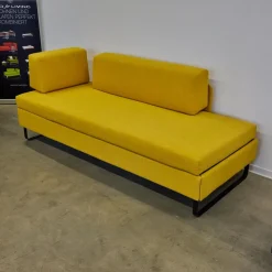 Swiss Plus Schlafsofas|Liege Singolo Stoff Faro Gelb Fuß Schwarz Mit Bettkasten