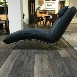 Koinor Relaxsessel|Liegesessel Jonas P4 Leder D Denver Whale Blau Gestell Edelstahl Mit Akku