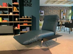 Rolf Benz Daybeds & Recamieren|Longchair Plura Leder 40.016 Blaugrün Fuß Glanzchrom mit Zubehör