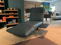 Rolf Benz Daybeds & Recamieren|Longchair Plura Leder 40.016 Blaugrün Fuß Glanzchrom mit Zubehör