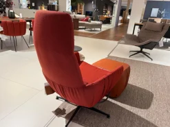 KFF Loungesessel|Lounge Sessel Faye Casual Stoff Rohi Credo Lampion Rot 4 Fuß Sterngestell Drehbar Struktur Schwarz mit Hocker