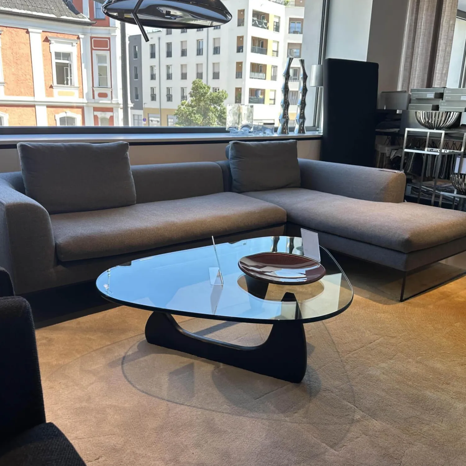 COR Ecksofas|Lounge Sofa Mell Stoff 9131 Anthrazit Gestell M20 Schwarz Lackiert Inklusive Kissen Und Rolle