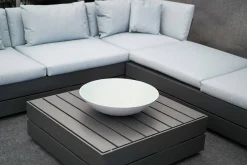 Solpuri Loungemöbel|Loungegruppe Boxx Polster Stoff Bombay Deluxe Pastel Blue Blau Gestell Aluminium Anthrazit Inklusive Tisch
