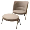 Tecta Loungesessel|Loungesessel D70 Und Hocker C70 Bezug Stoff Celia 0208 Grau Meliert Gestell Stahlrohr Verchromt