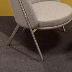 Tecta Loungesessel|Loungesessel D70 Und Hocker C70 Bezug Stoff Celia 0208 Grau Meliert Gestell Stahlrohr Verchromt