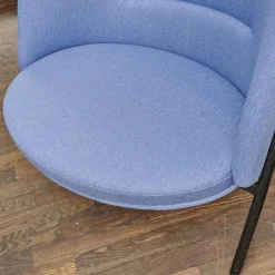 Tecta Loungesessel|Loungesessel DS70 Stoff Dama 75 Mittelblau Blau Gestell Schwarz Pulverbeschichtet Mit Kissen Und Hocker