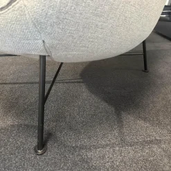 COR Loungesessel|Loungesessel Jalis Stoff 8300 Lichtgrau Grau 4 Fuß Drahtgestell Schwarz Pulverbeschichtet Inklusive Hocker