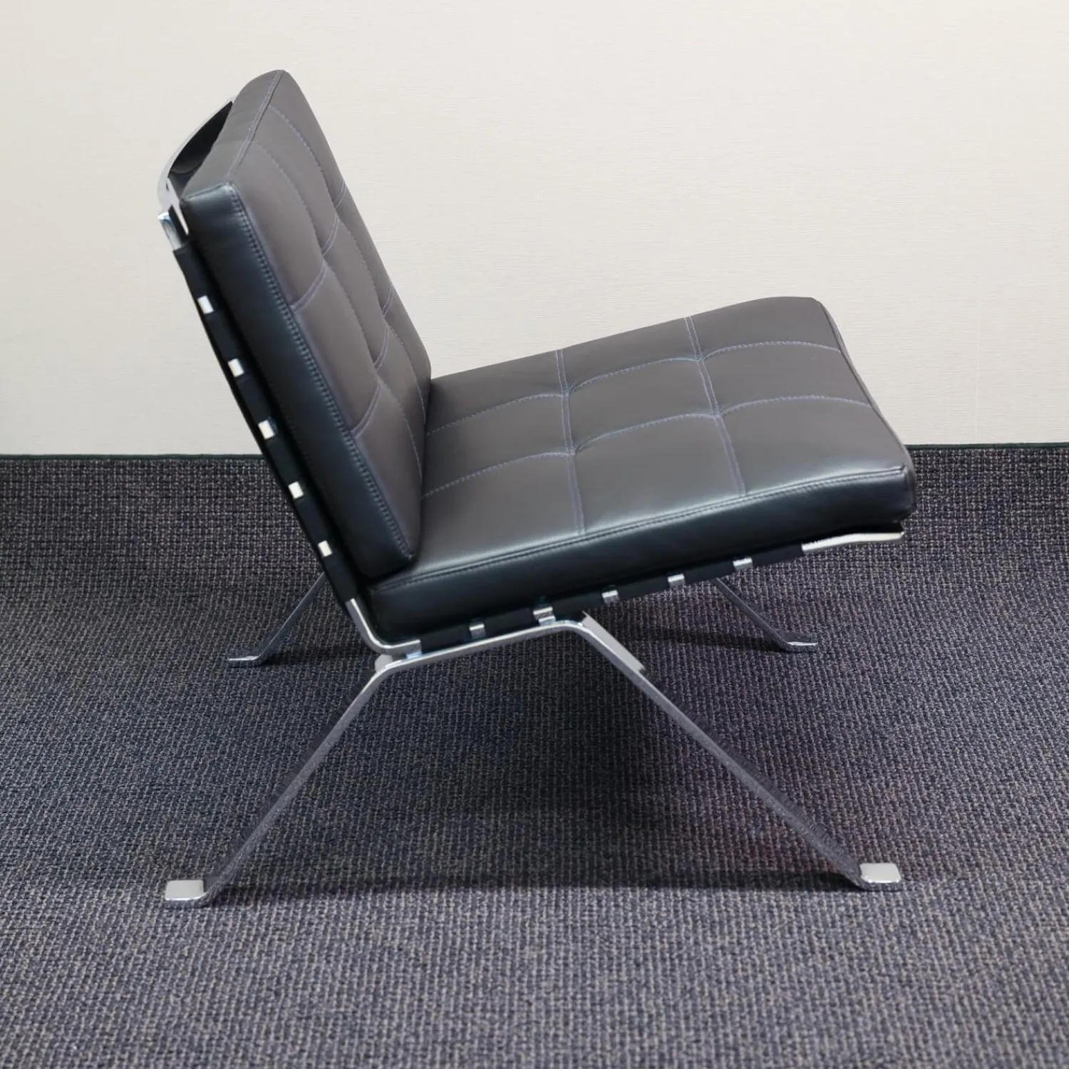 Girsberger Loungesessel|Loungesessel Leder Schwarz Gestell Chrom