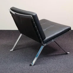 Girsberger Loungesessel|Loungesessel Leder Schwarz Gestell Chrom