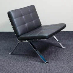 Girsberger Loungesessel|Loungesessel Leder Schwarz Gestell Chrom
