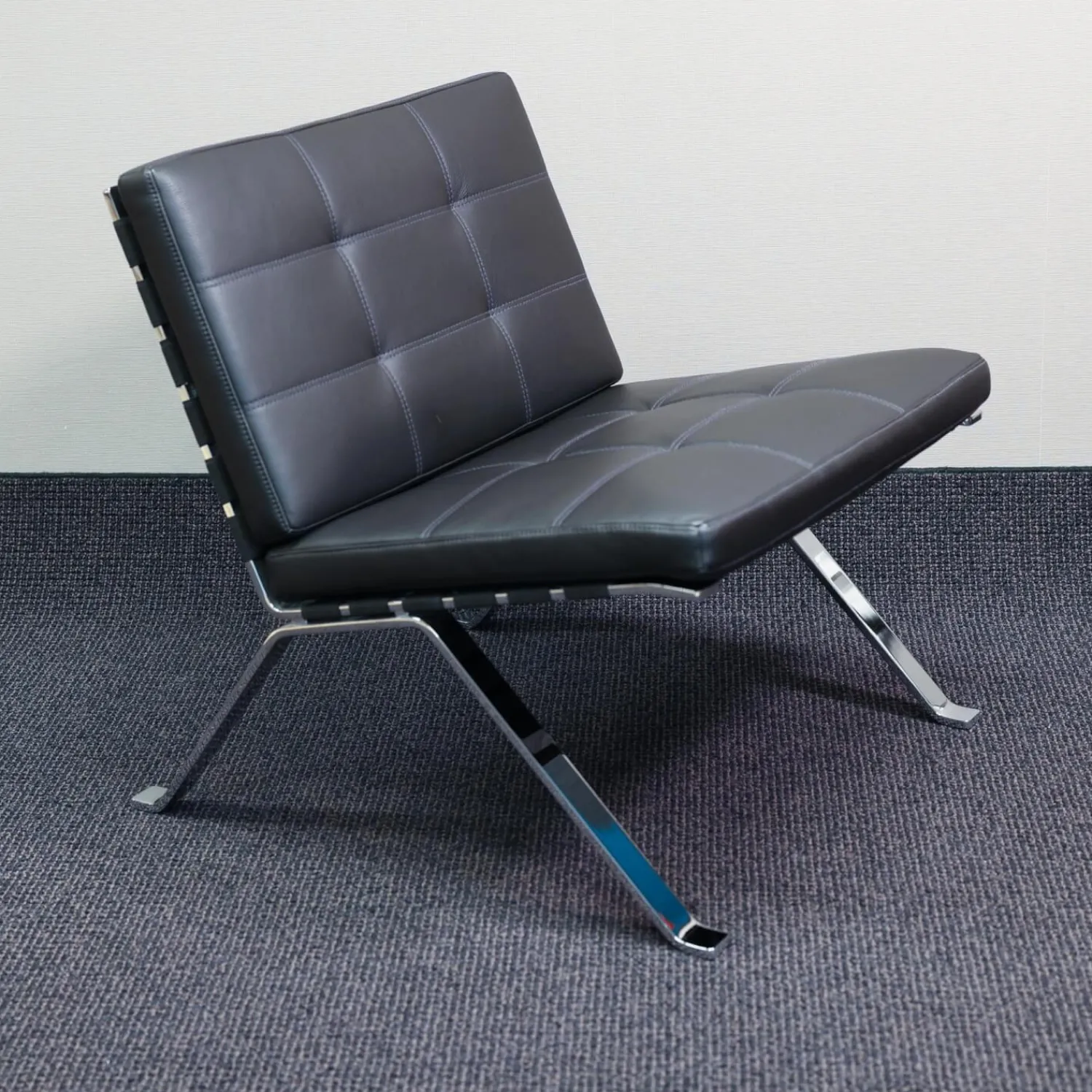 Girsberger Loungesessel|Loungesessel Leder Schwarz Gestell Chrom