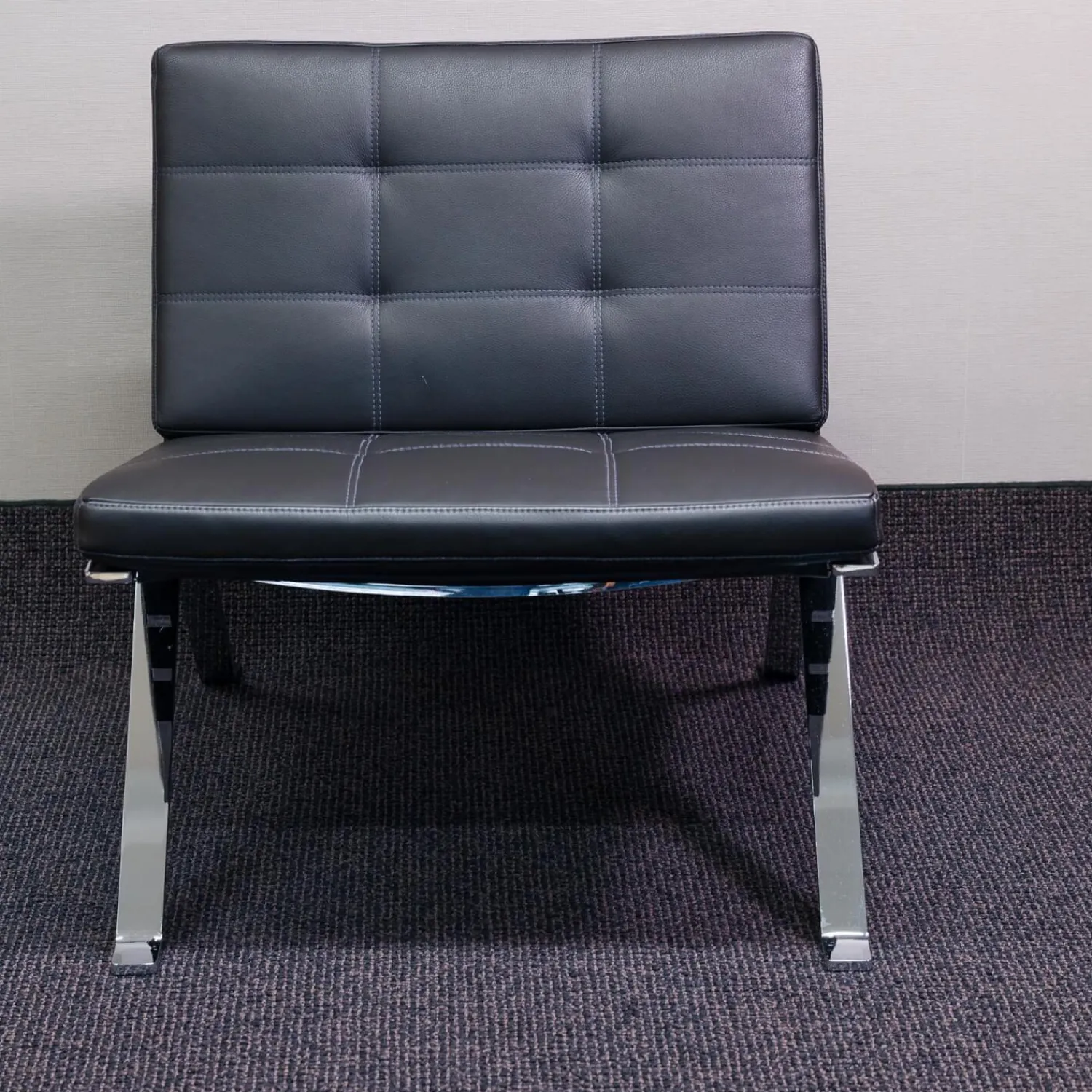 Girsberger Loungesessel|Loungesessel Leder Schwarz Gestell Chrom